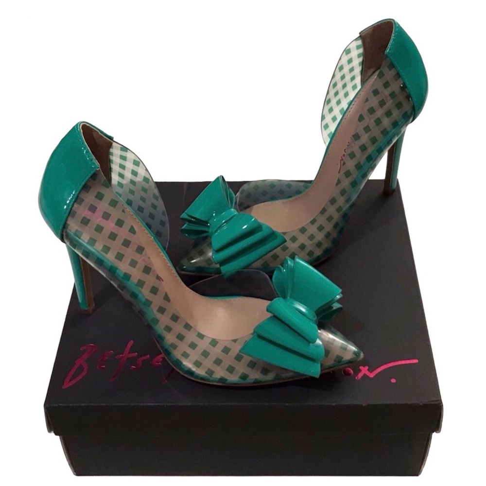 Betsey Johnson Green Checkered Women's Heels